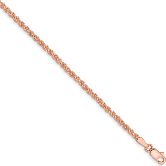 2mm 14k Rose Gold Solid Polished Spiga Chain Necklace 18 Inch